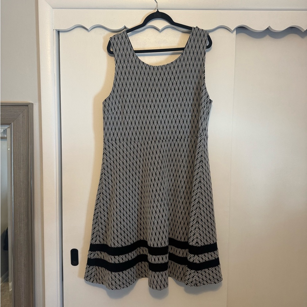 Mix It Black and White Patterned Midi Dress